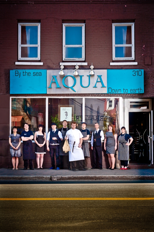 Aqua 4/4 - staff gathered in front of the restaurant - shot by //d. for the scope.